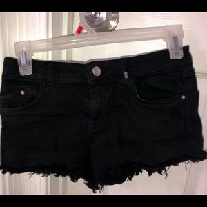 Distressed Black Shorts